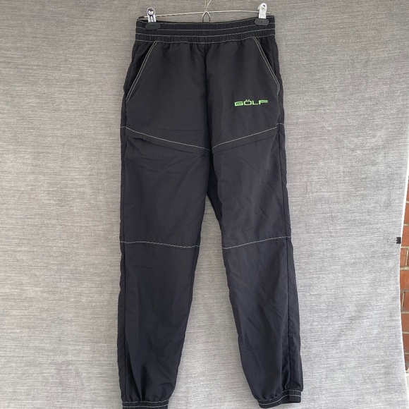 Golf Wang Bolt Nylon Pants Black Men’s XS Green Stitching - Picture 1 of 7